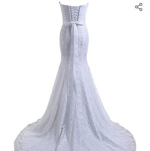 Mermaid lace and satin wedding dress